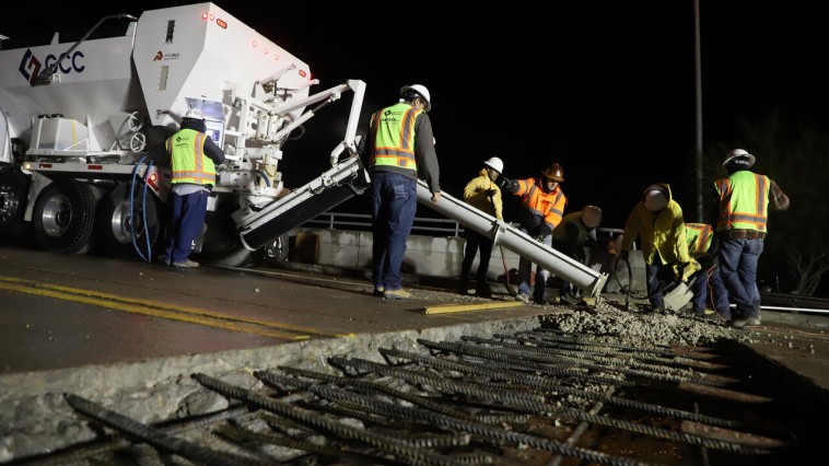 Road repairs using volumetric trucks and Rapid Set®